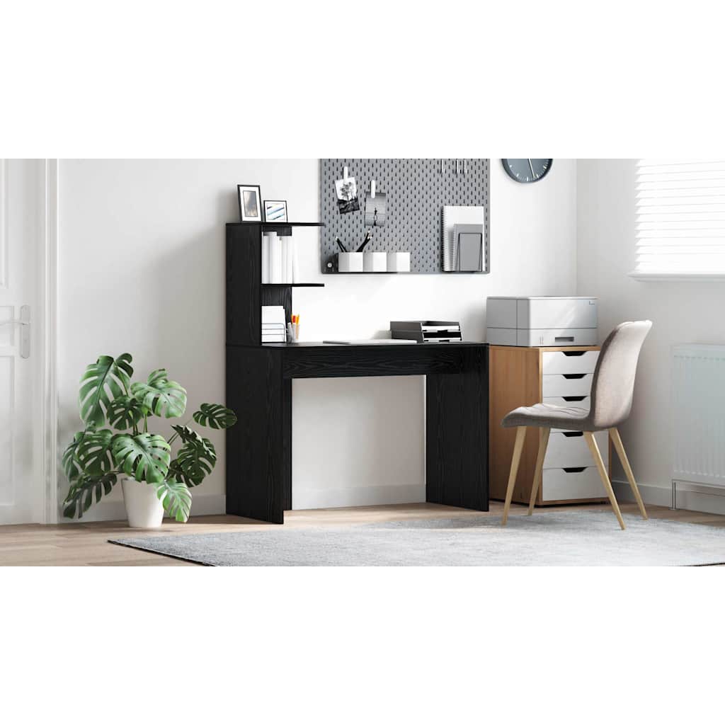 Bord med hylde Sort eg 102 x 50 x 124 cm Konstrueret træ