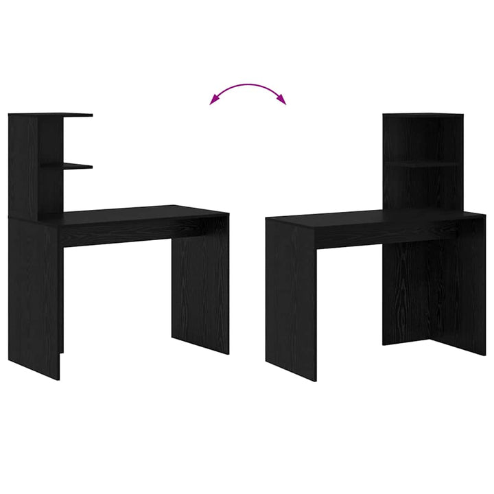 Bord med hylde Sort eg 102 x 50 x 124 cm Konstrueret træ