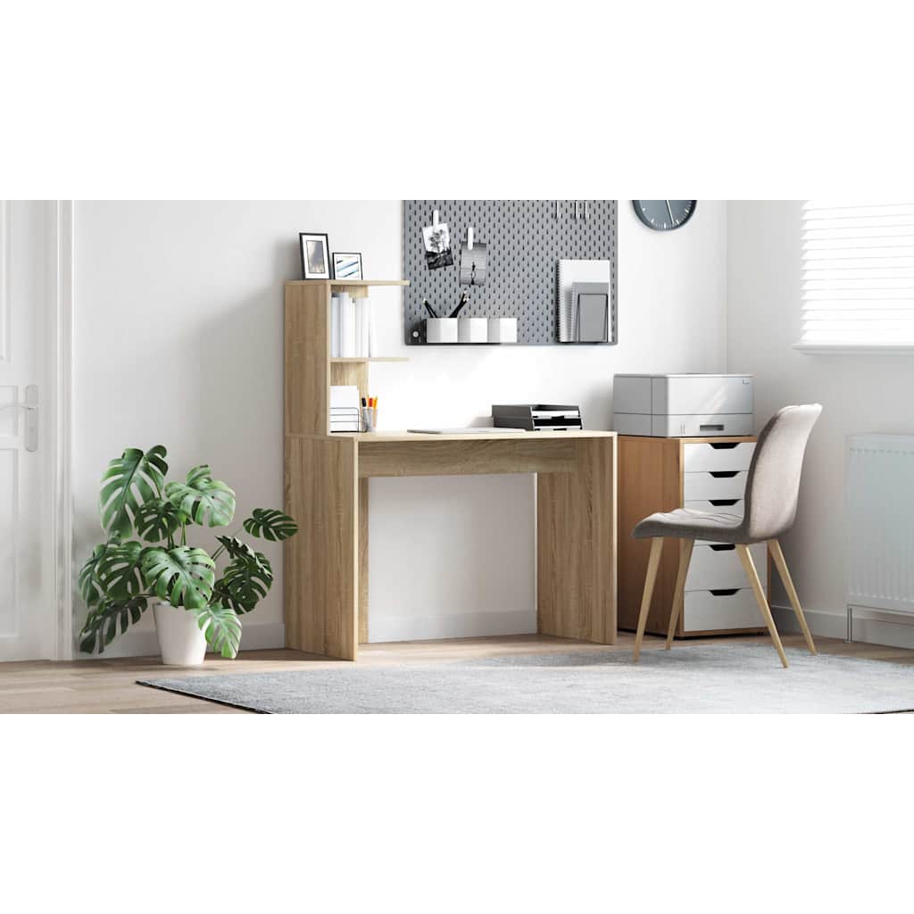 Bord med hylde Sonoma-eg 102 x 50 x 124 cm Konstrueret træ