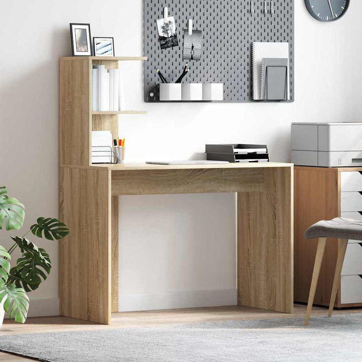 Bord med hylde Sonoma-eg 102 x 50 x 124 cm Konstrueret træ