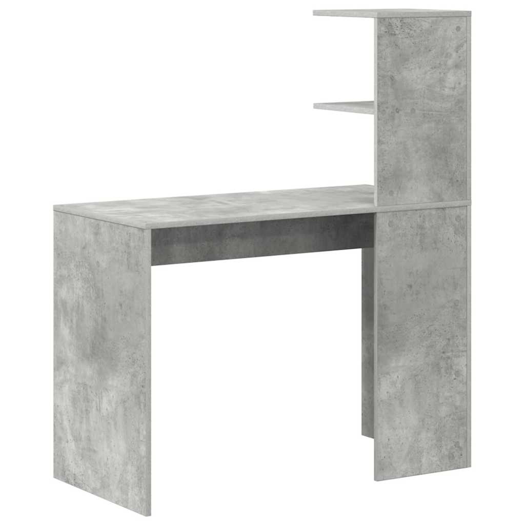 Bord med hylde Beton Grå 102 x 50 x 124 cm Konstrueret træ