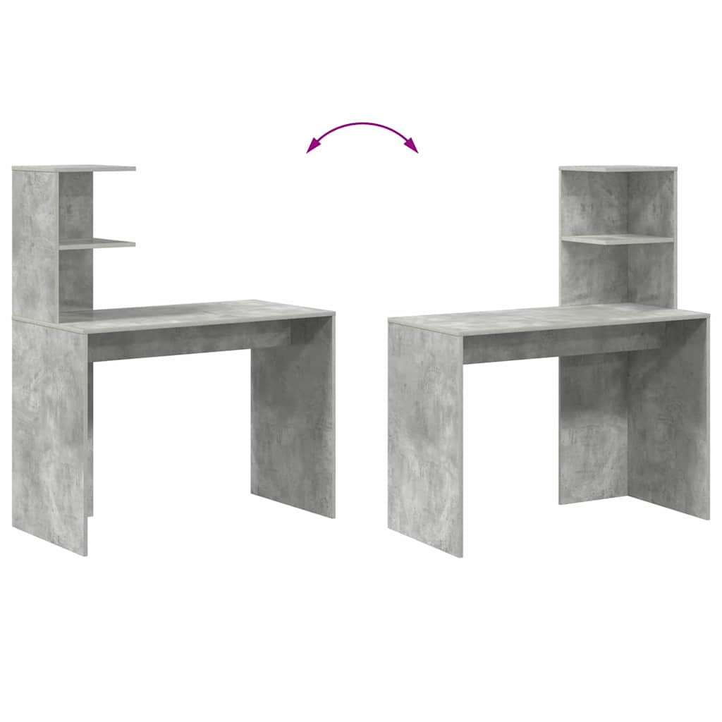 Bord med hylde Beton Grå 102 x 50 x 124 cm Konstrueret træ