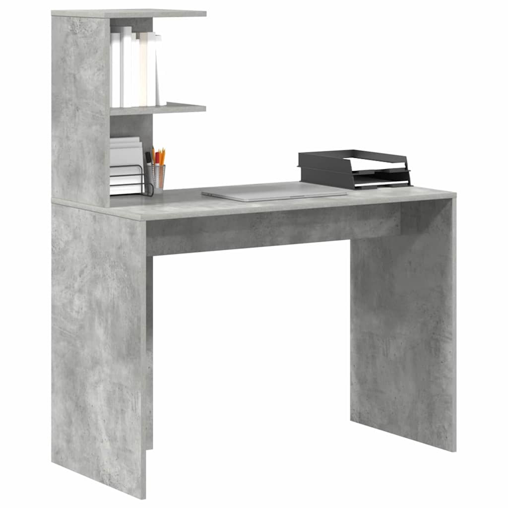 Bord med hylde Beton Grå 102 x 50 x 124 cm Konstrueret træ