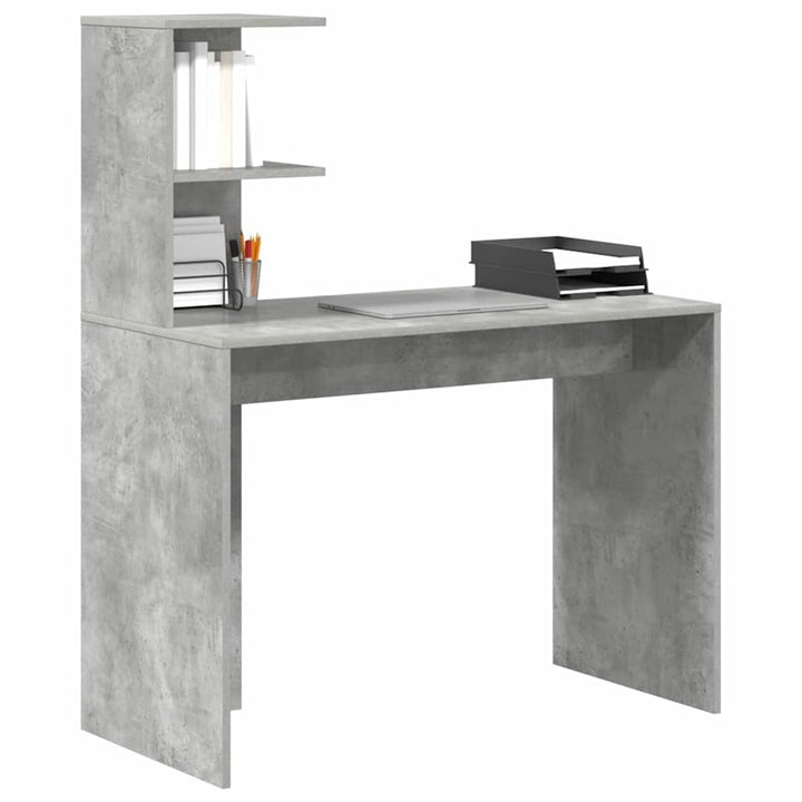Bord med hylde Beton Grå 102 x 50 x 124 cm Konstrueret træ