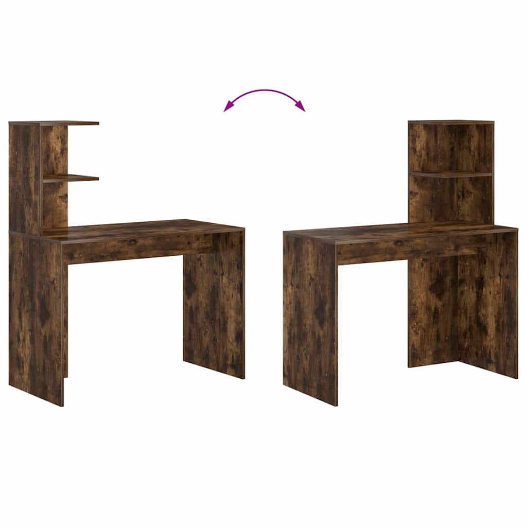 Bord med hylde Røget eg 102 x 50 x 124 cm Konstrueret træ