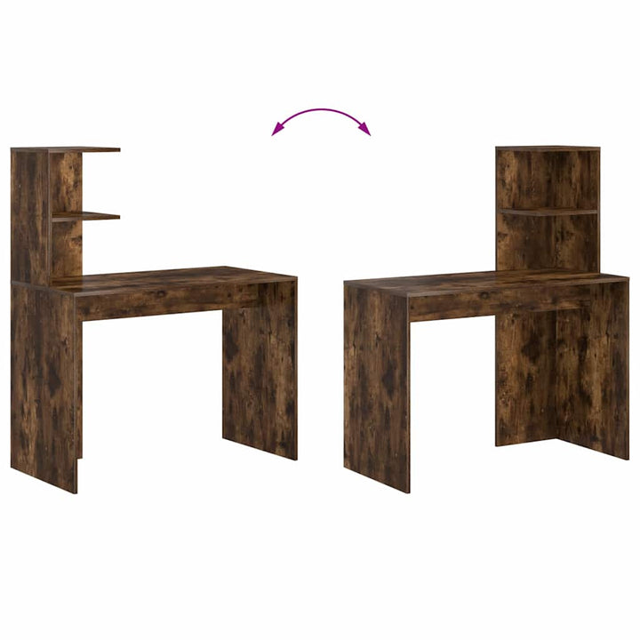 Bord med hylde Røget eg 102 x 50 x 124 cm Konstrueret træ