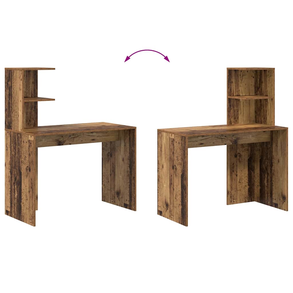 Bord med hylde Gammelt træ 102 x 50 x 124 cm Konstrueret træ