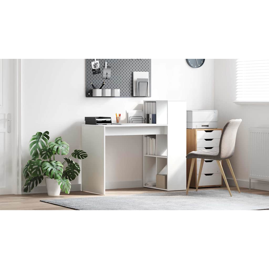 Bord med hylde Hvid 108 x 55 x 103.5 cm Konstrueret træ