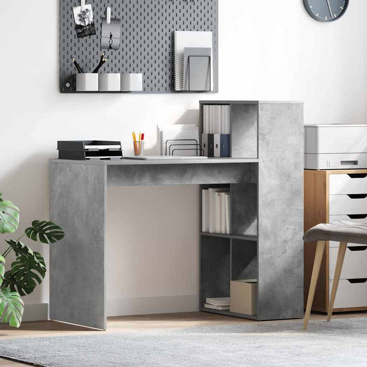 Bord med hylde Beton Grå 108 x 55 x 103.5 cm Konstrueret træ