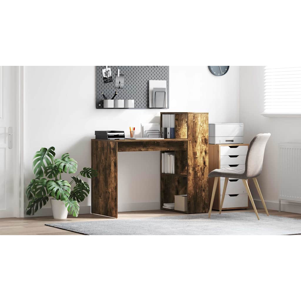 Bord med hylde Røget eg 108 x 55 x 103.5 cm Konstrueret træ