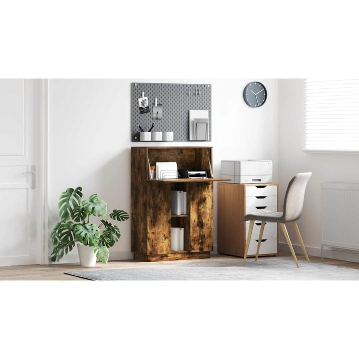 Bord med hylde Røget eg 71,5 x 31,5 x 106,5 cm Konstrueret træ