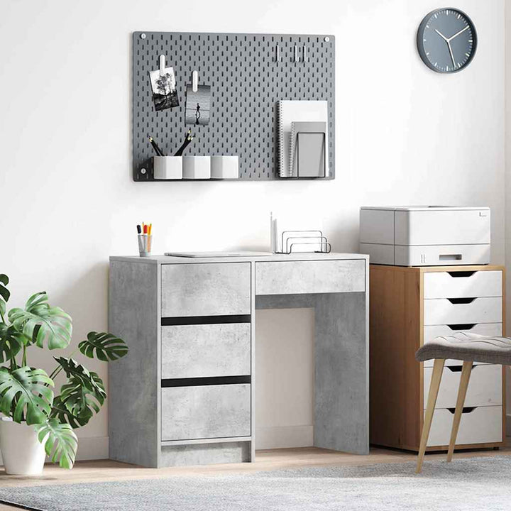 Bord med skuffe Beton Grå 90 x 37.5 x 75 cm Konstrueret træ