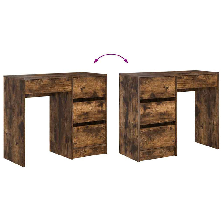 Bord med skuffe Røget eg 90 x 37.5 x 75 cm Konstrueret træ