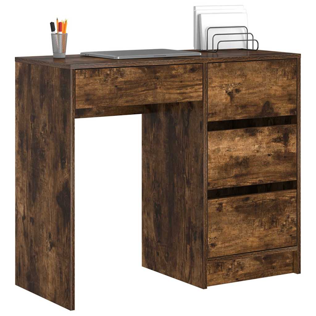Bord med skuffe Røget eg 90 x 37.5 x 75 cm Konstrueret træ