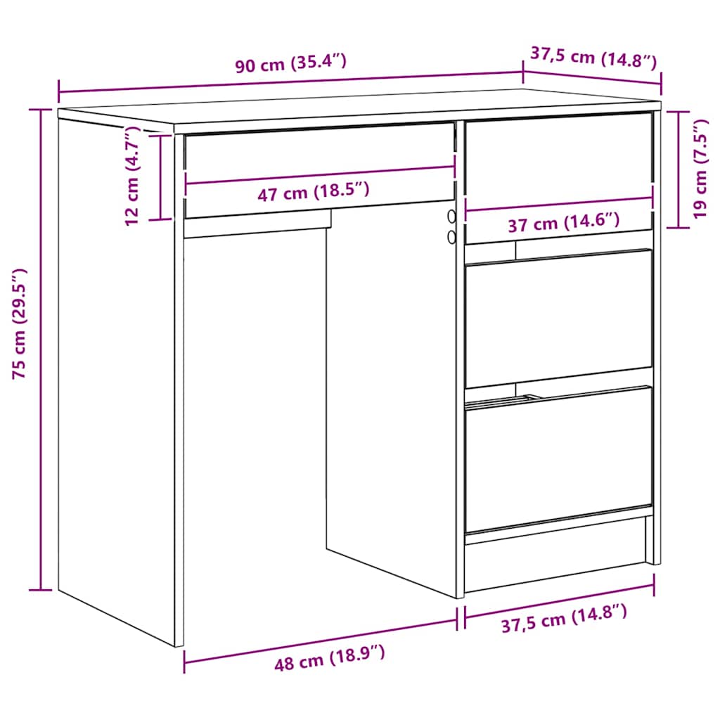 Bord Artisan Egetræ 90 x 37.5 x 75 cm Konstrueret træ
