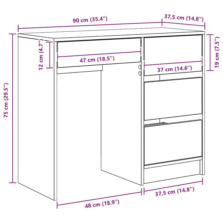 Bord Artisan Egetræ 90 x 37.5 x 75 cm Konstrueret træ