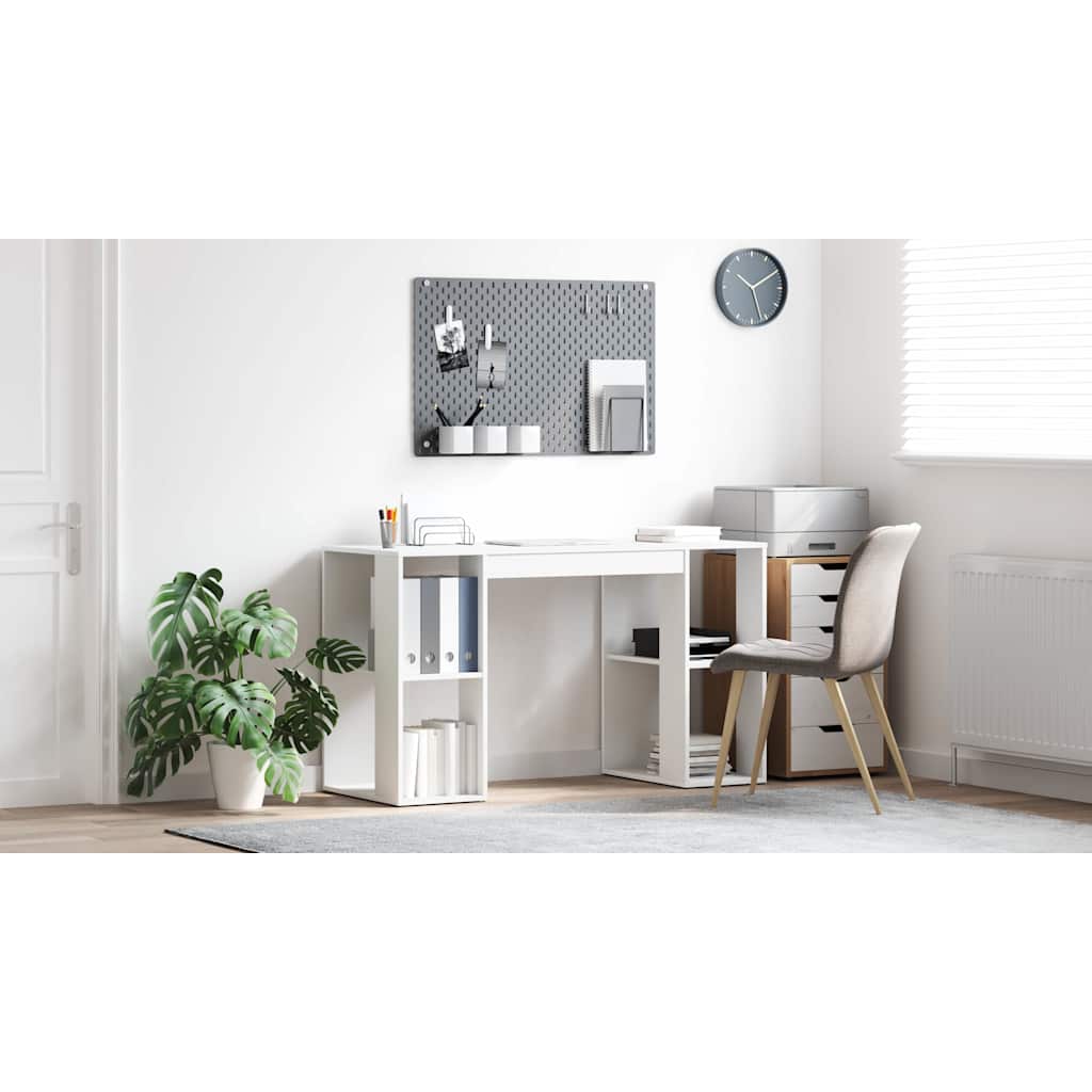 Bord med hylde Hvid 130 x 50,5 x 75 cm Konstrueret træ
