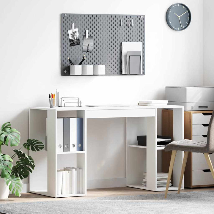 Bord med hylde Hvid 130 x 50,5 x 75 cm Konstrueret træ