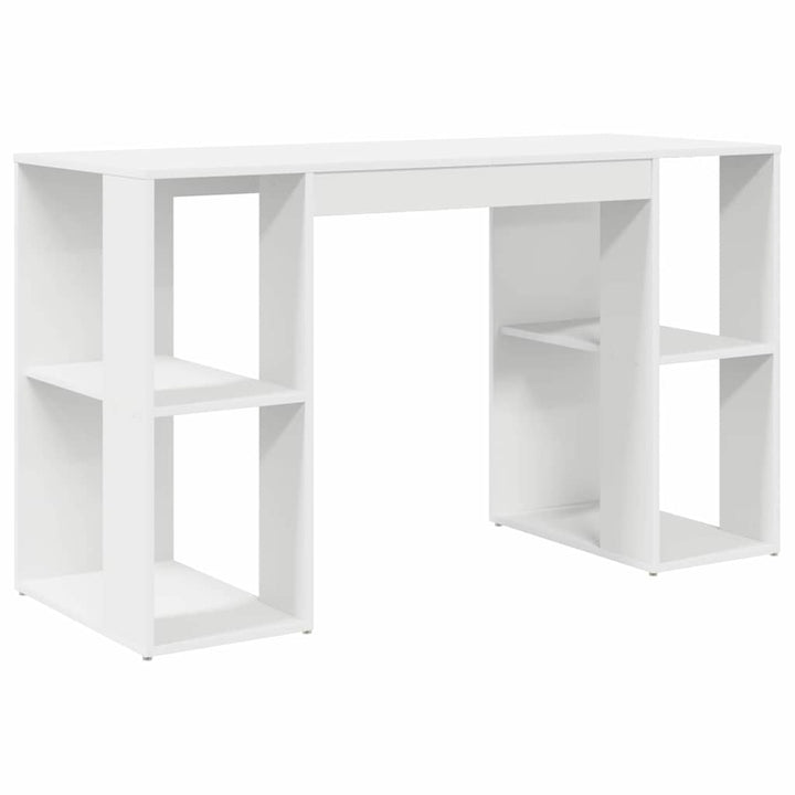 Bord med hylde Hvid 130 x 50,5 x 75 cm Konstrueret træ