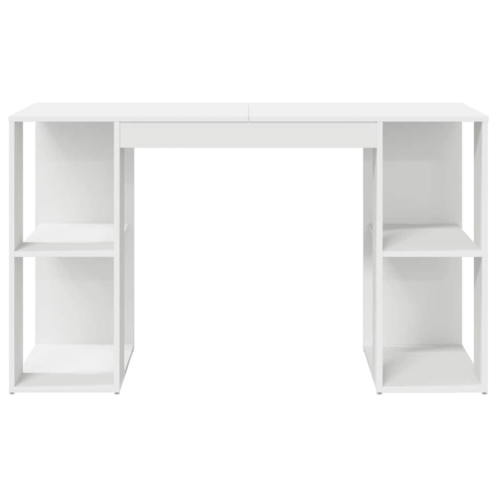 Bord med hylde Hvid 130 x 50,5 x 75 cm Konstrueret træ