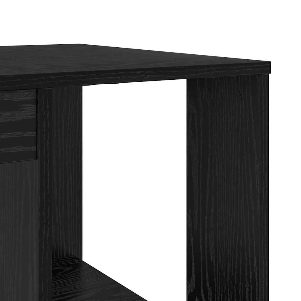 Bord med hylde Sort eg 130 x 50,5 x 75 cm Konstrueret træ