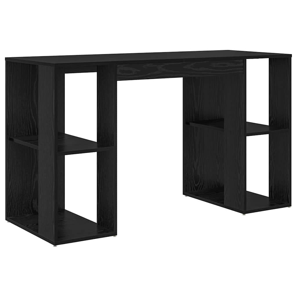 Bord med hylde Sort eg 130 x 50,5 x 75 cm Konstrueret træ