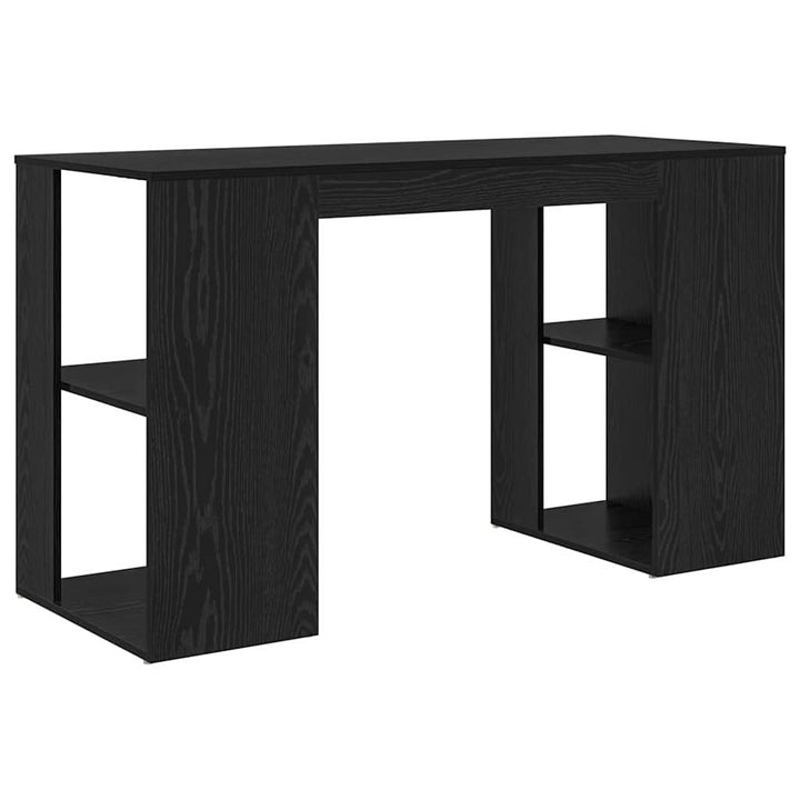 Bord med hylde Sort eg 130 x 50,5 x 75 cm Konstrueret træ
