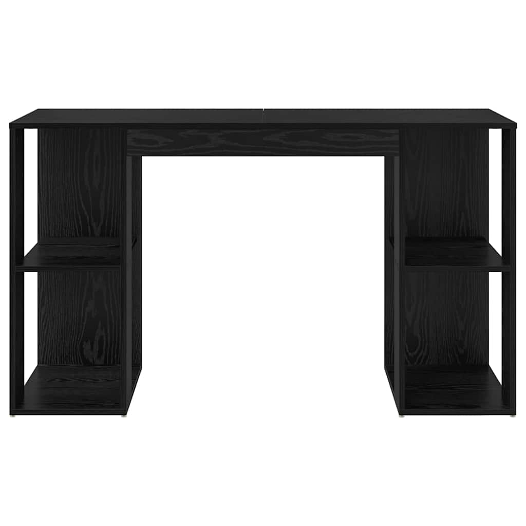 Bord med hylde Sort eg 130 x 50,5 x 75 cm Konstrueret træ