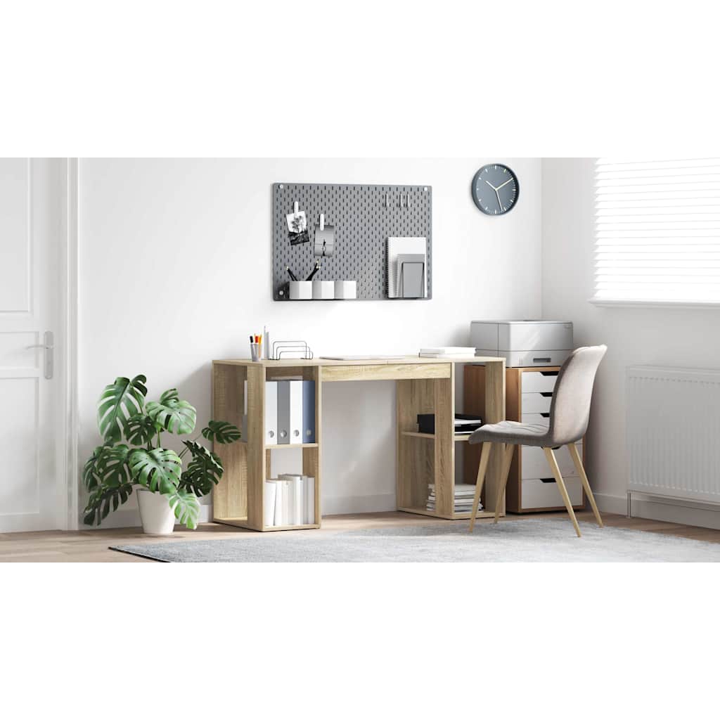 Bord med hylde Sonoma eg 130 x 50,5 x 75 cm Konstrueret træ