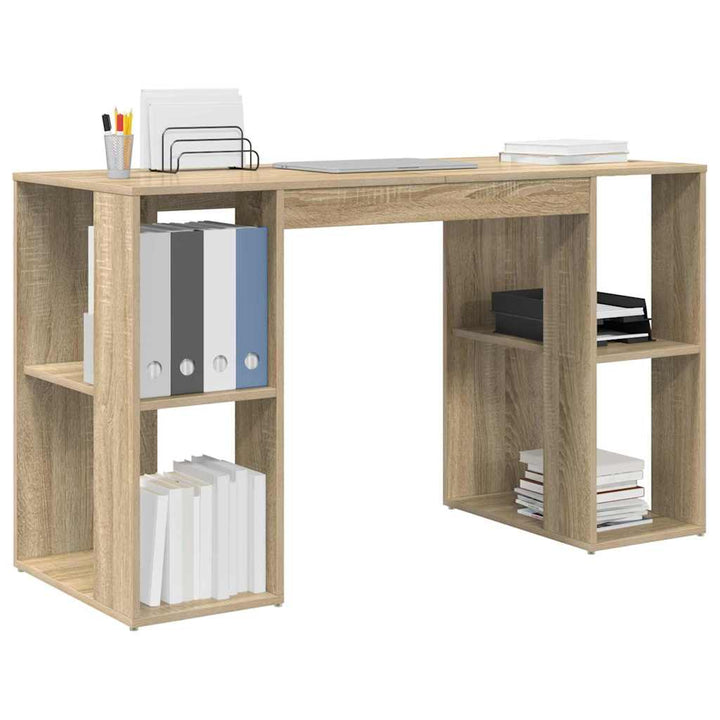 Bord med hylde Sonoma eg 130 x 50,5 x 75 cm Konstrueret træ