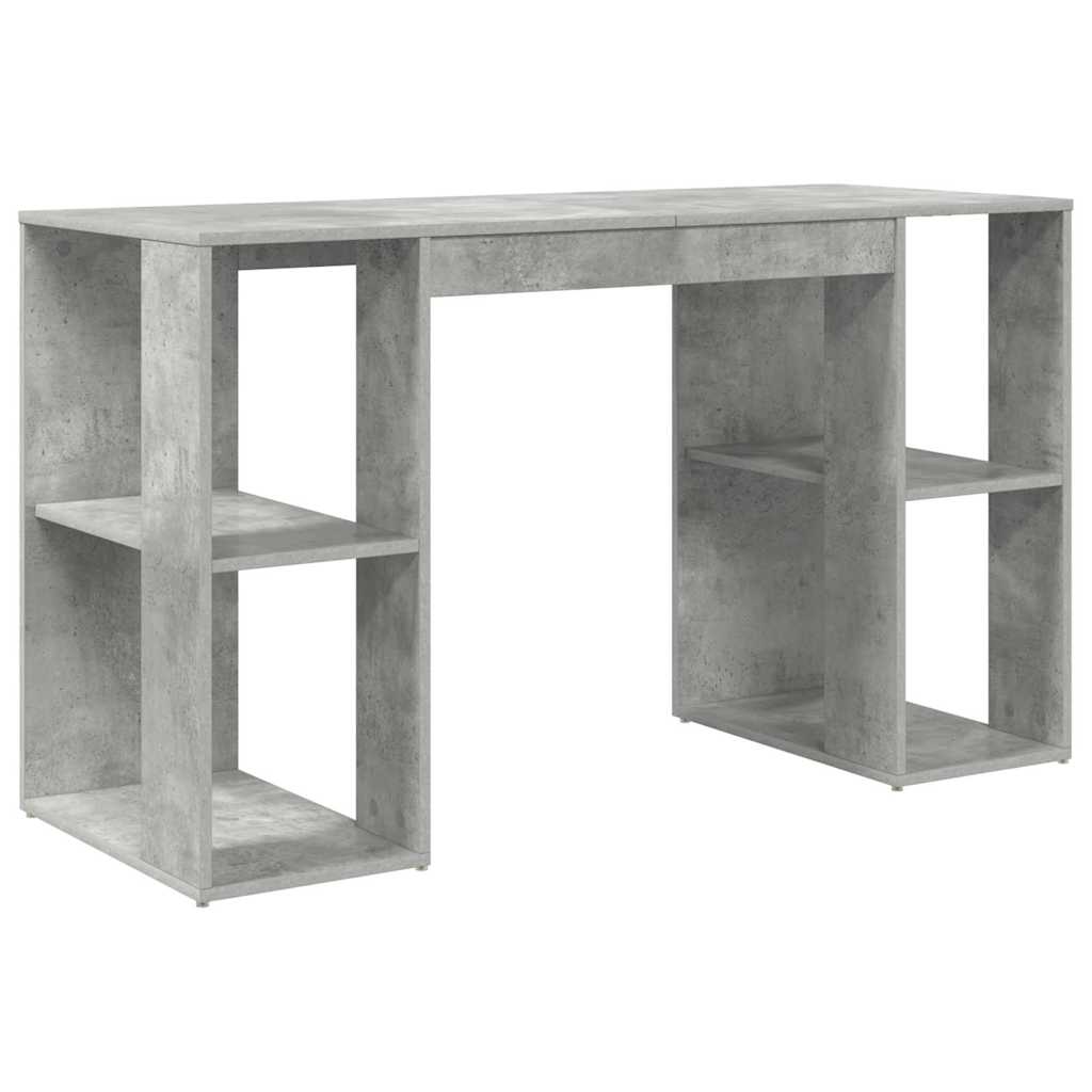 Bord med hylde Beton Grå 130 x 50,5 x 75 cm Konstrueret træ