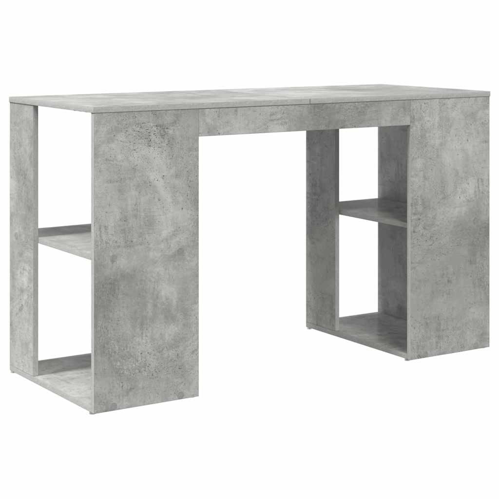 Bord med hylde Beton Grå 130 x 50,5 x 75 cm Konstrueret træ