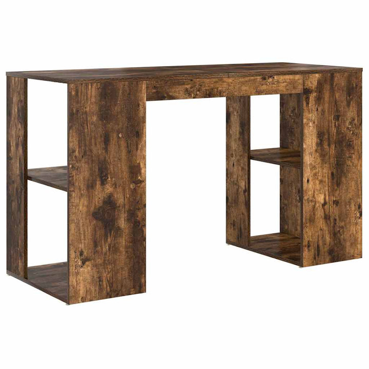 Bord med hylde Røget eg 130 x 50,5 x 75 cm Konstrueret træ