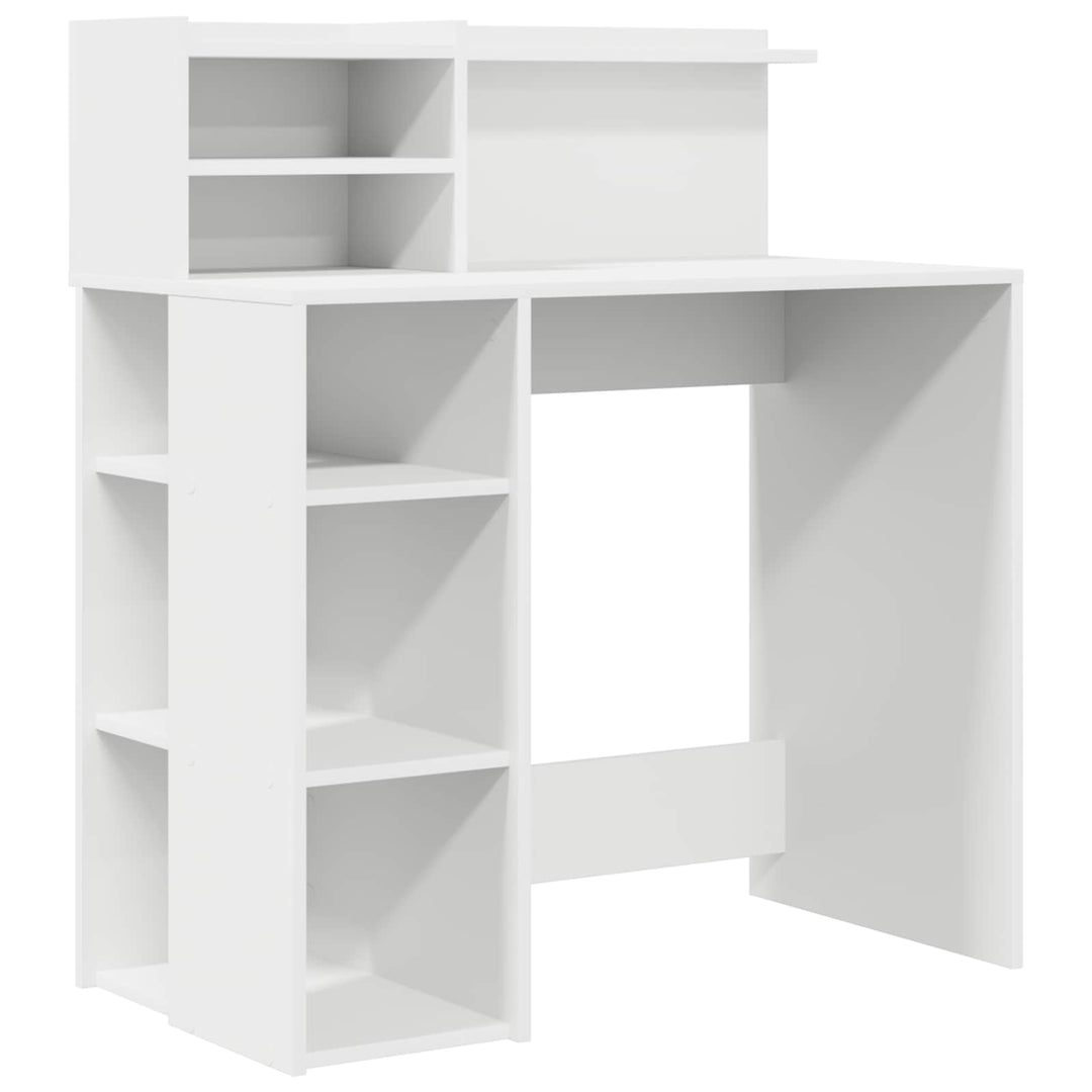 Bord med hylde Hvid 90 x 48 x 101,5 cm Konstrueret træ