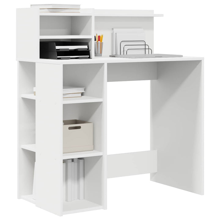 Bord med hylde Hvid 90 x 48 x 101,5 cm Konstrueret træ