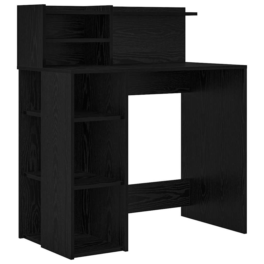 Bord med hylde Sort eg 90 x 48 x 101,5 cm Konstrueret træ