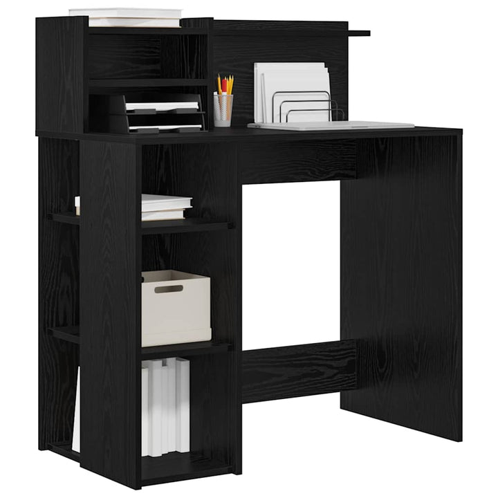Bord med hylde Sort eg 90 x 48 x 101,5 cm Konstrueret træ