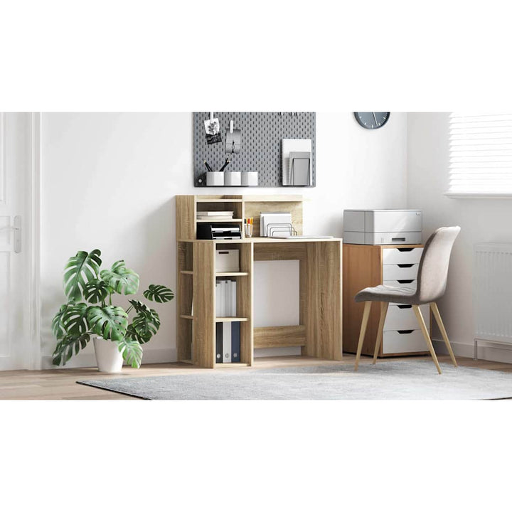 Bord med hylde Sonoma eg 90 x 48 x 101,5 cm Konstrueret træ