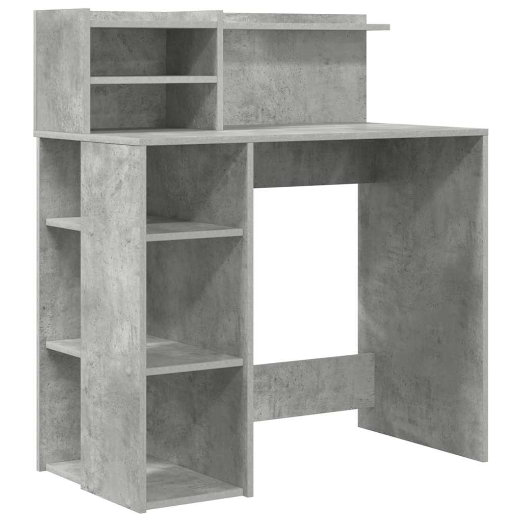 Bord med hylde Beton Grå 90 x 48 x 101,5 cm Konstrueret træ