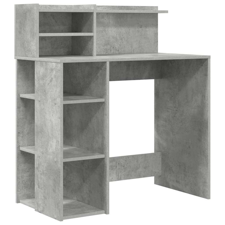 Bord med hylde Beton Grå 90 x 48 x 101,5 cm Konstrueret træ