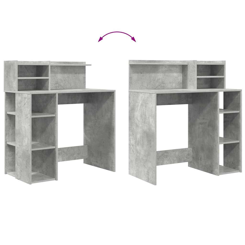 Bord med hylde Beton Grå 90 x 48 x 101,5 cm Konstrueret træ
