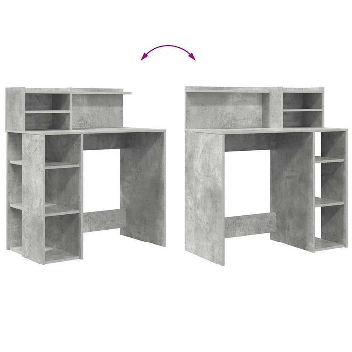 Bord med hylde Beton Grå 90 x 48 x 101,5 cm Konstrueret træ