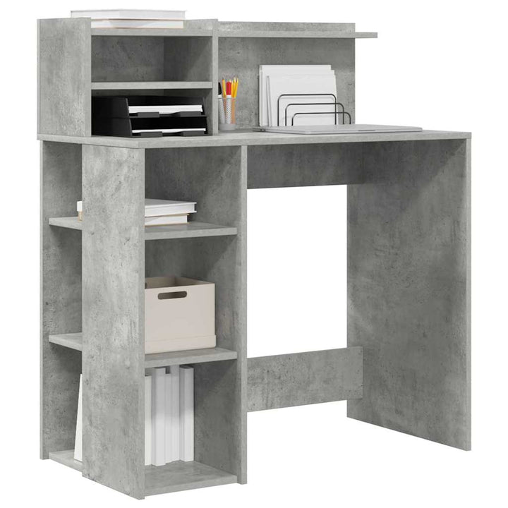 Bord med hylde Beton Grå 90 x 48 x 101,5 cm Konstrueret træ