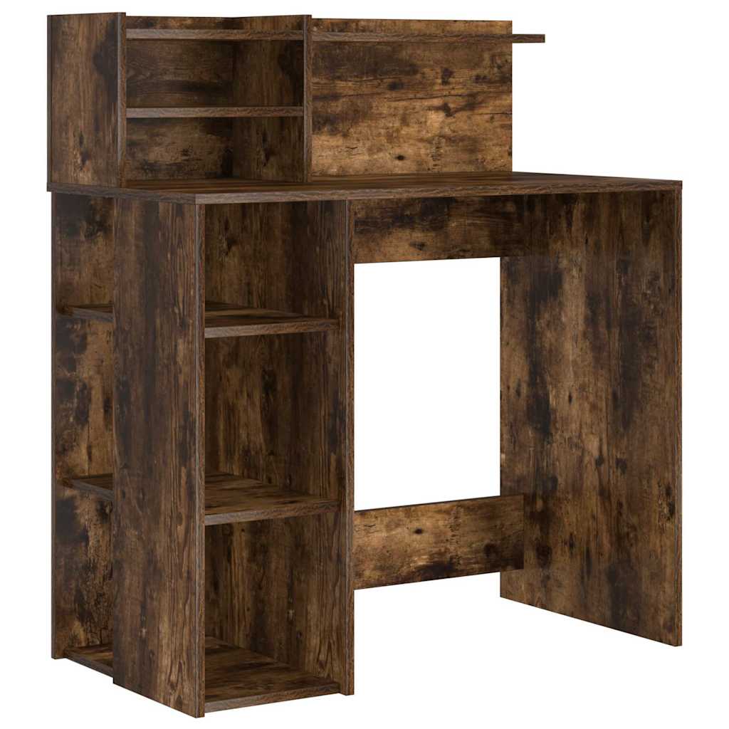 Bord med hylde Røget eg 90 x 48 x 101,5 cm Konstrueret træ