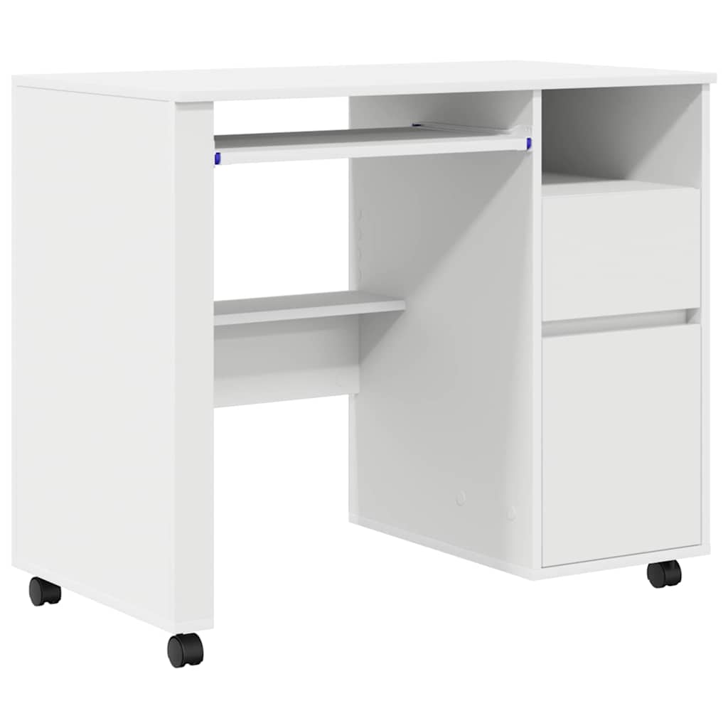 Skrivebord med Hjul Hvid Konstrueret træ 91 x 50 x 77 cm