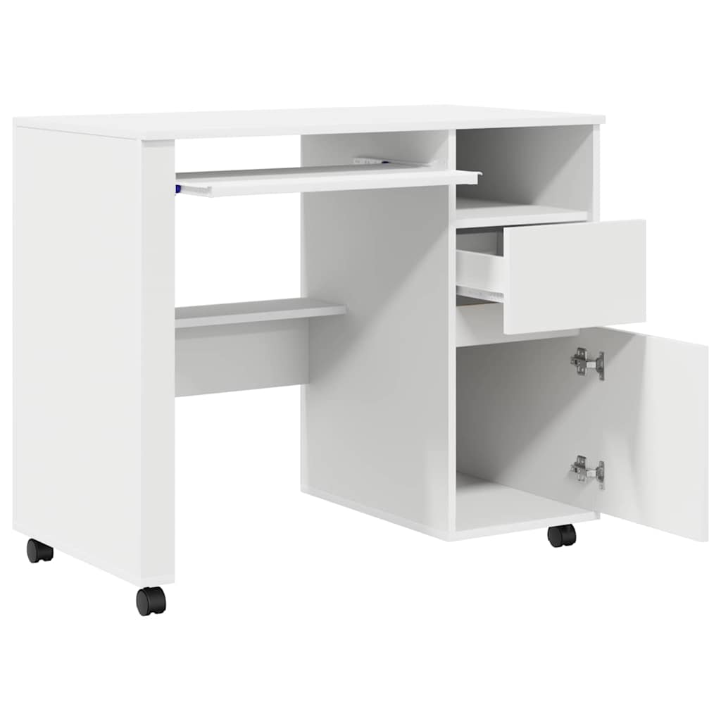 Skrivebord med Hjul Hvid Konstrueret træ 91 x 50 x 77 cm