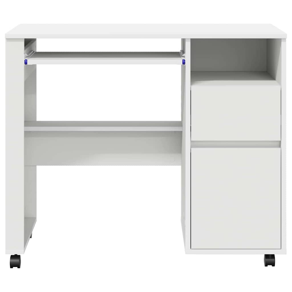 Skrivebord med Hjul Hvid Konstrueret træ 91 x 50 x 77 cm