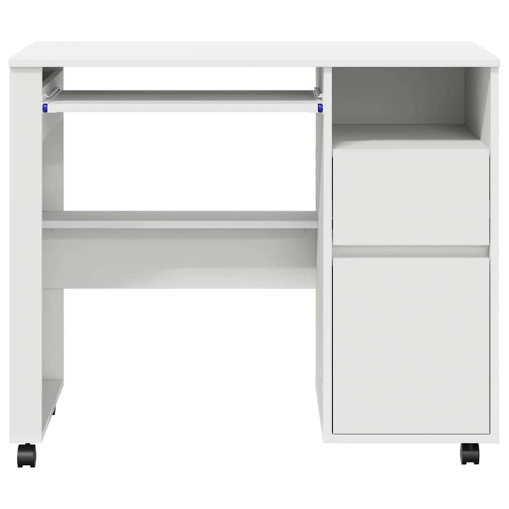 Skrivebord med Hjul Hvid Konstrueret træ 91 x 50 x 77 cm