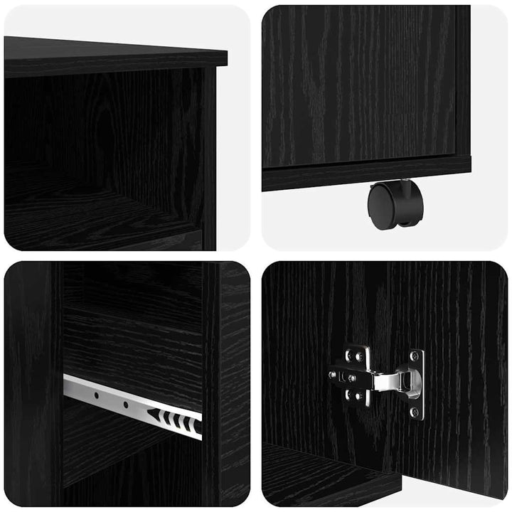 Skrivebord med Hjul Sort eg Konstrueret træ 91 x 50 x 77 cm