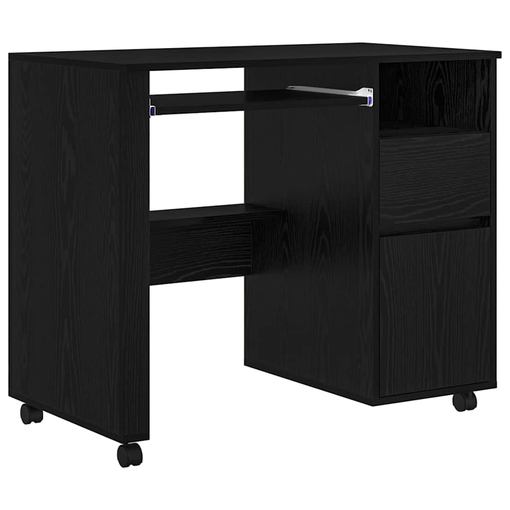 Skrivebord med Hjul Sort eg Konstrueret træ 91 x 50 x 77 cm